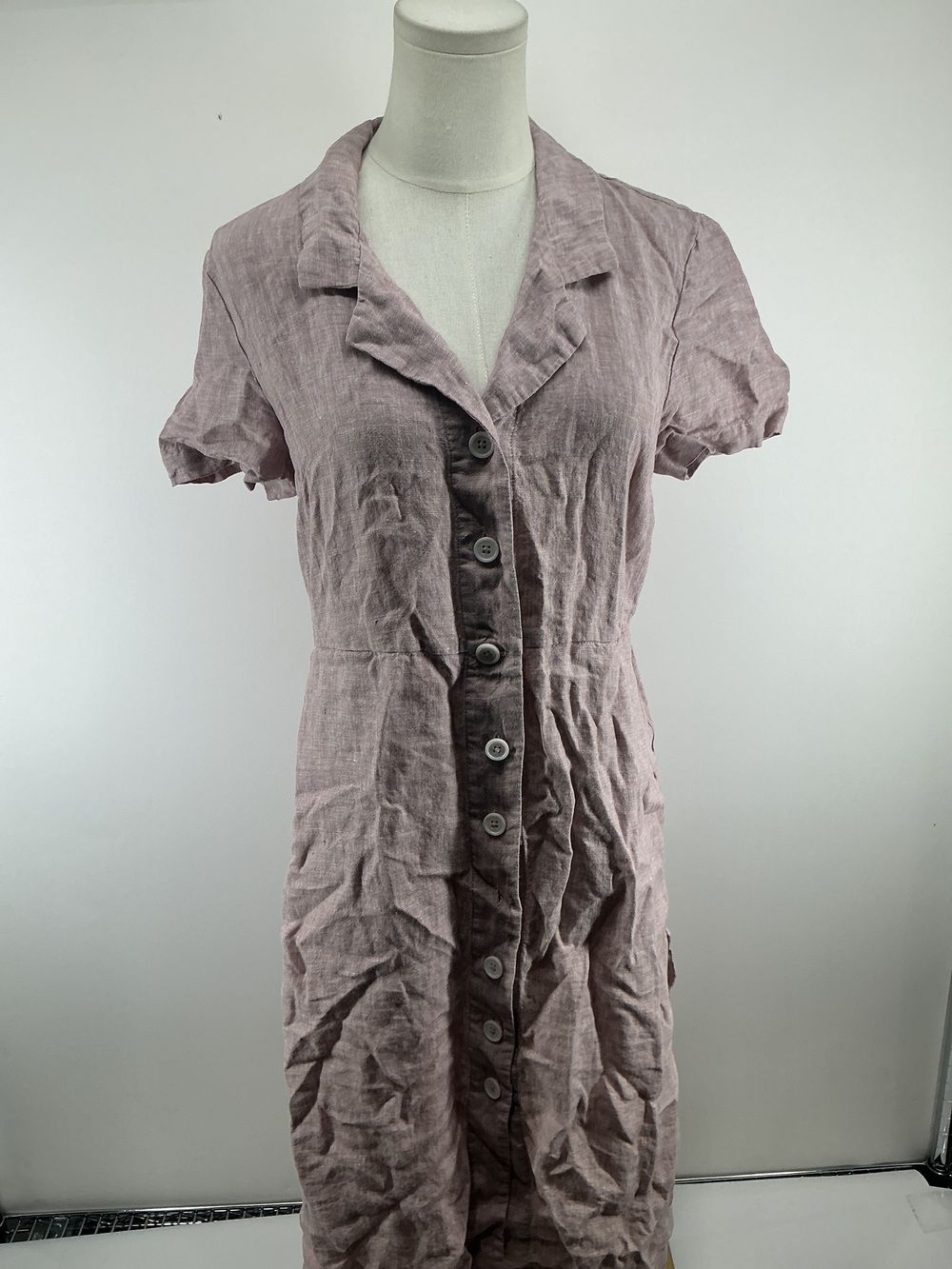 100% European Linen Button Front Dress